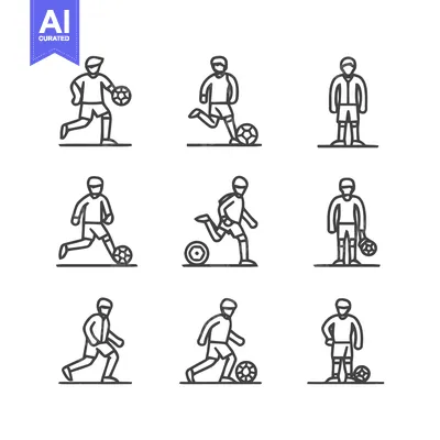Premium design asset: Soccer Players in Action - A Collection of Sports Icons.