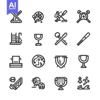 Aset premium populer: Collection of Minimalist Sports and Leisure Icons.