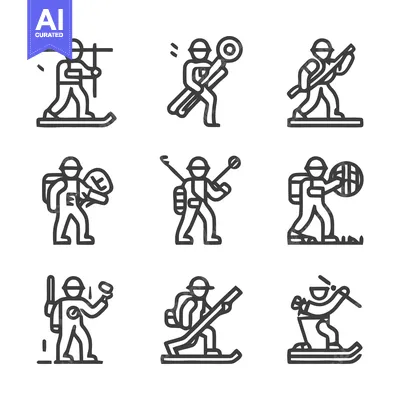 Popular premium asset: Collection of various line art illustrations of people in different ac