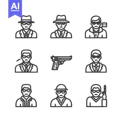 Spy Icons - A Collection of Secret Agent Illustrations.