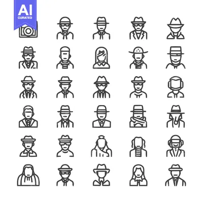 Aset desain premium: Collection of Detective Icons - A Comprehensive Set of Illustrations.