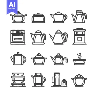 Premium design asset: Kitchenware Icons - A Collection of Cooking and Beverage Utensils.