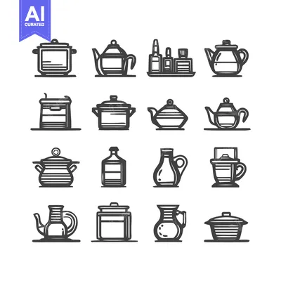 Kitchenware Collection - Minimalist Icon Set for Culinary Themes.