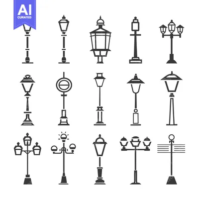 Popular premium asset: Collection of Street Lamp Icons in Black and White
