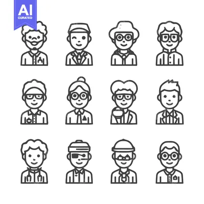Premium design asset: Diverse Professional Avatars - A Collection of Vector Illustrations.