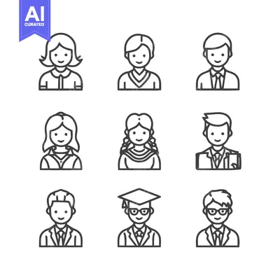 Premium design asset: Diverse Group of People - Portraits and Icons Representing Various Pro