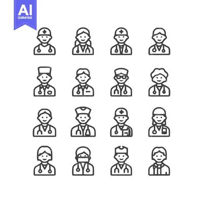 Popular premium asset: Medical Professionals - Diverse Icons Representing Healthcare Workers.