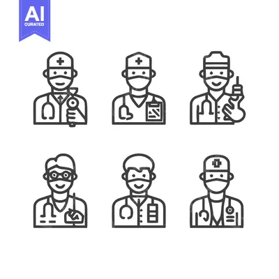 Aset premium populer: Medical Professionals - A Collection of Healthcare Worker Icons.