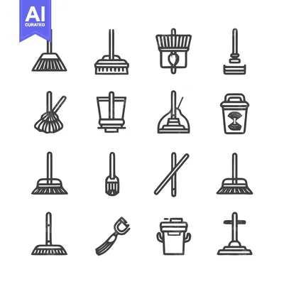 Aset premium populer: Cleaning Tools Icon Set - A Comprehensive Collection.