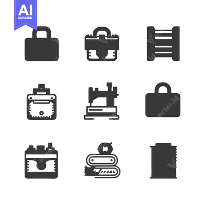 Aset premium populer: Collection of Various Black Icons on White Background.