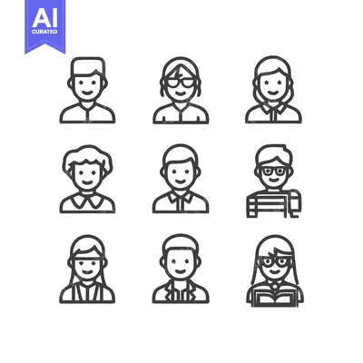 Aset premium populer: Diverse People Icons - A Collection of Human Portraits.