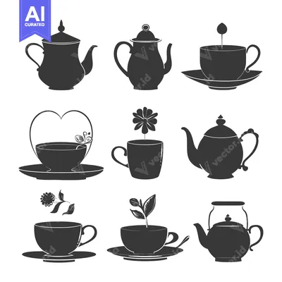 Collection of Teapot and Teacup Silhouettes