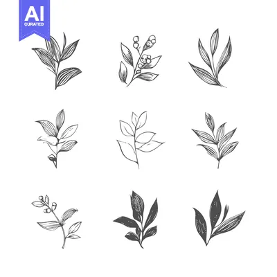 Popular premium asset: Elegant Botanical Illustrations - A Collection of Leafy Designs.