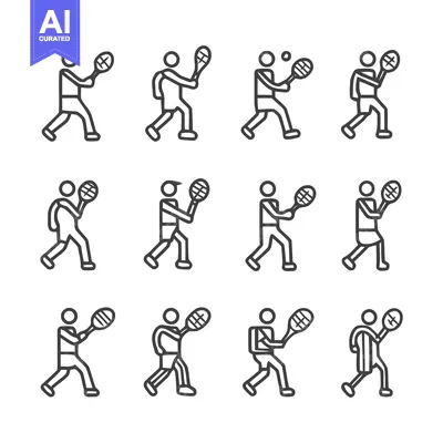 Tennis Player Actions - A Collection of Sport Icons.