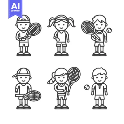 Tennis Players in Action - A Collection of Illustrations.