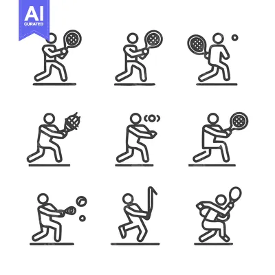 Tennis Players in Action - A Collection of Sports Icons.