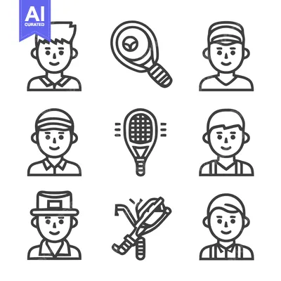 Aset premium populer: Sports and People - A Collection of Line Art Icons.