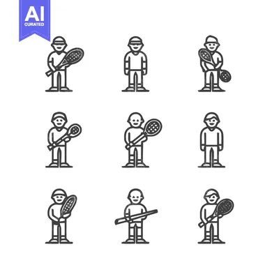 Tennis Players and Rackets - A Collection of Illustrations.