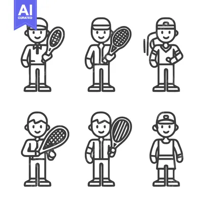 Aset premium populer: Tennis Players in Action - A Collection of Illustrations.