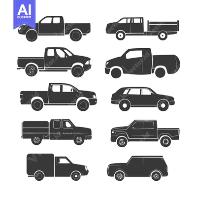 Popular premium asset: Collection of Ten Silhouette Cars and Trucks with Open Beds