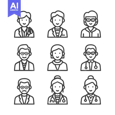 Premium design asset: Medical Professionals - Diverse Lineup of Doctors and Healthcare Provi