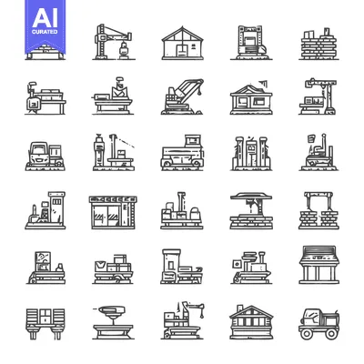 Aset premium populer: Construction and Industrial Icons - A Comprehensive Collection of Line