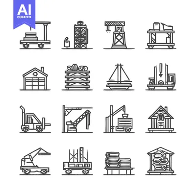 Premium design asset: Construction and Industrial Icons - A Detailed Vector Set.