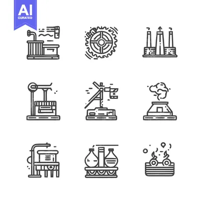 Premium design asset: Industrial Icons - A Comprehensive Collection of Manufacturing Symbols