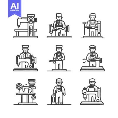 Aset premium populer: Artisan Tailors and Seamstresses at Work with Sewing Machines.