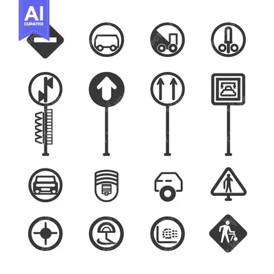 Aset desain premium: Collection of  Traffic Signs and Road Markings for Safe Driving
