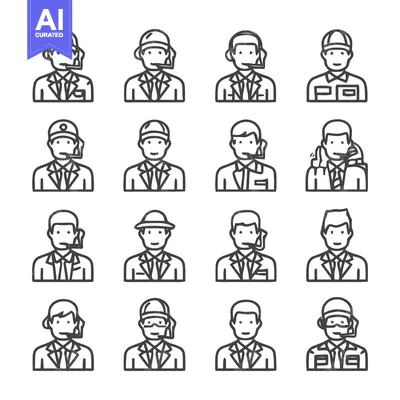 Premium design asset: Diverse customer service representatives in various professional roles