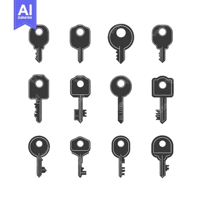 Popular premium asset: Collection of Twelve Black and White Key Silhouettes