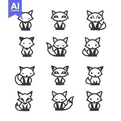 Premium design asset: Collection of Twelve Cartoon Fox Illustrations with Various Expression
