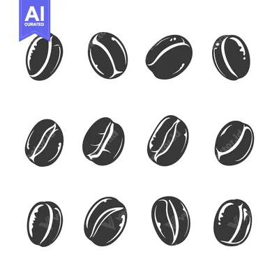 Aset premium populer: Collection of Twelve Coffee Beans in Various Orientations