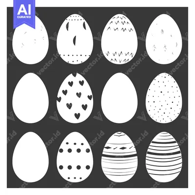 Popular premium asset: Collection of Twelve Decorative Easter Eggs with Various Patterns
