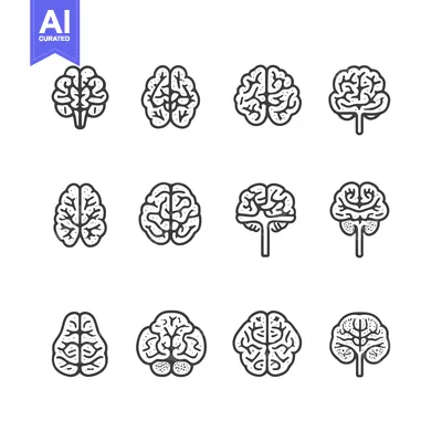 Aset premium populer: Collection of Twelve Hand-Drawn Brain Illustrations