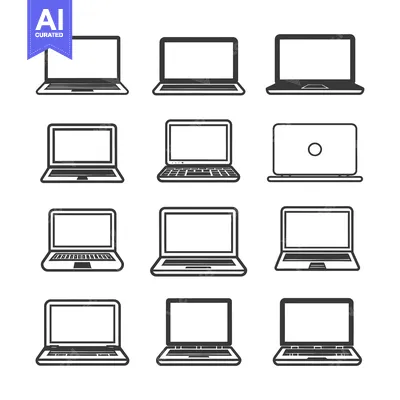 Premium design asset: Collection of Twelve Laptop Icons in Black and White