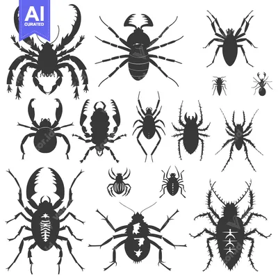 Collection of Various Beetle and Insect Silhouettes