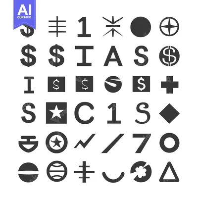 Premium design asset: Collection of Various Black and White Symbols and Shapes