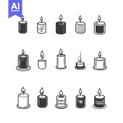 Premium design asset: Collection of Various Candle Designs with Flames