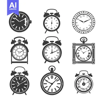 Premium design asset: Collection of Various Clock and Alarm Clock Designs
