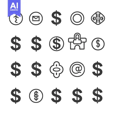 Aset desain premium: Collection of Various Currency and Business Icons