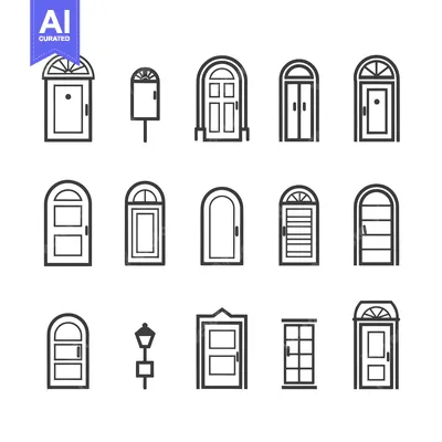 Aset desain premium: Collection of Various Door Designs with Arched Top and Straight Top