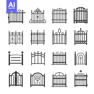 Premium design asset: Collection of Various Metal Gate and Fence Icons