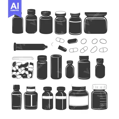 Aset premium populer: Collection of Various Pill Bottles and Medications