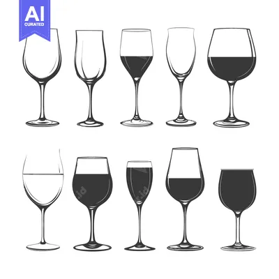 Aset premium populer: Collection of Various Wine Glasses with and Without Wine
