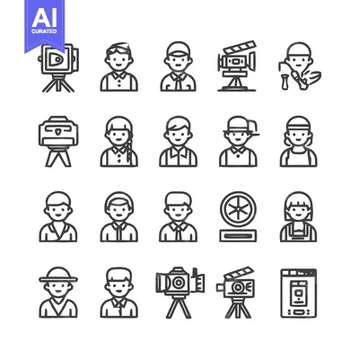 Popular premium asset: Collection of film industry icons and symbols for various uses.