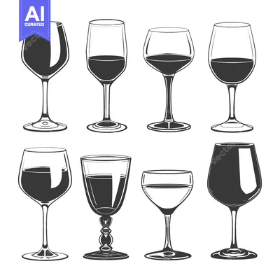 Popular premium asset: Collection of Vintage Wine Glasses with and Without Wine