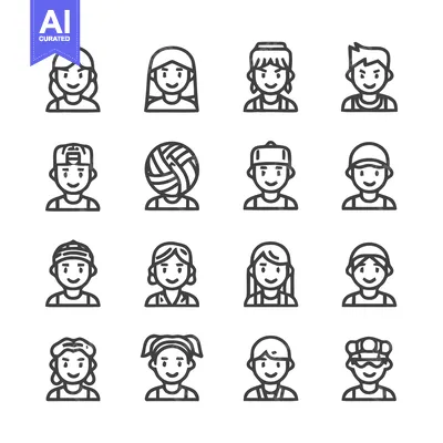 Aset premium populer: Collection of people icons representing diverse individuals and activi
