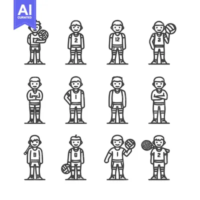 Aset premium populer: Volleyball Players in Uniforms - A Collection of Vector Illustrations.